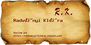 Radványi Klára névjegykártya